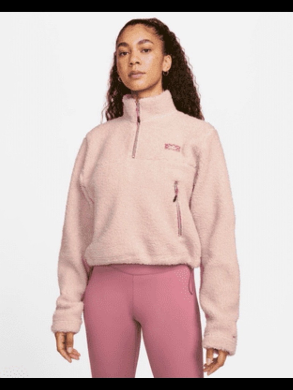 Nike Women's Light Pink Quarter-Zip Sherpa Pullover